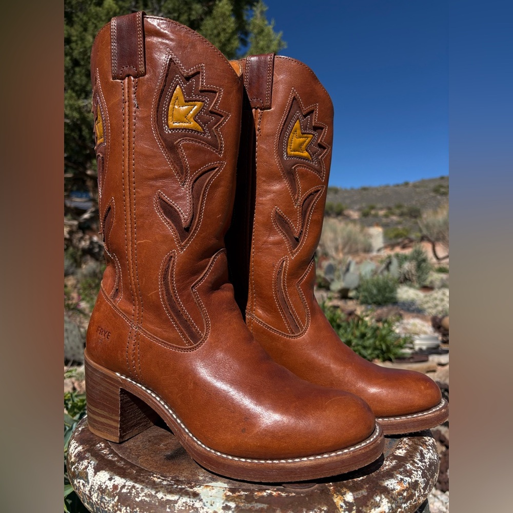 FRYE Campus Sabrina Floral Inlay Boots Vintage - Picture 5 of 16